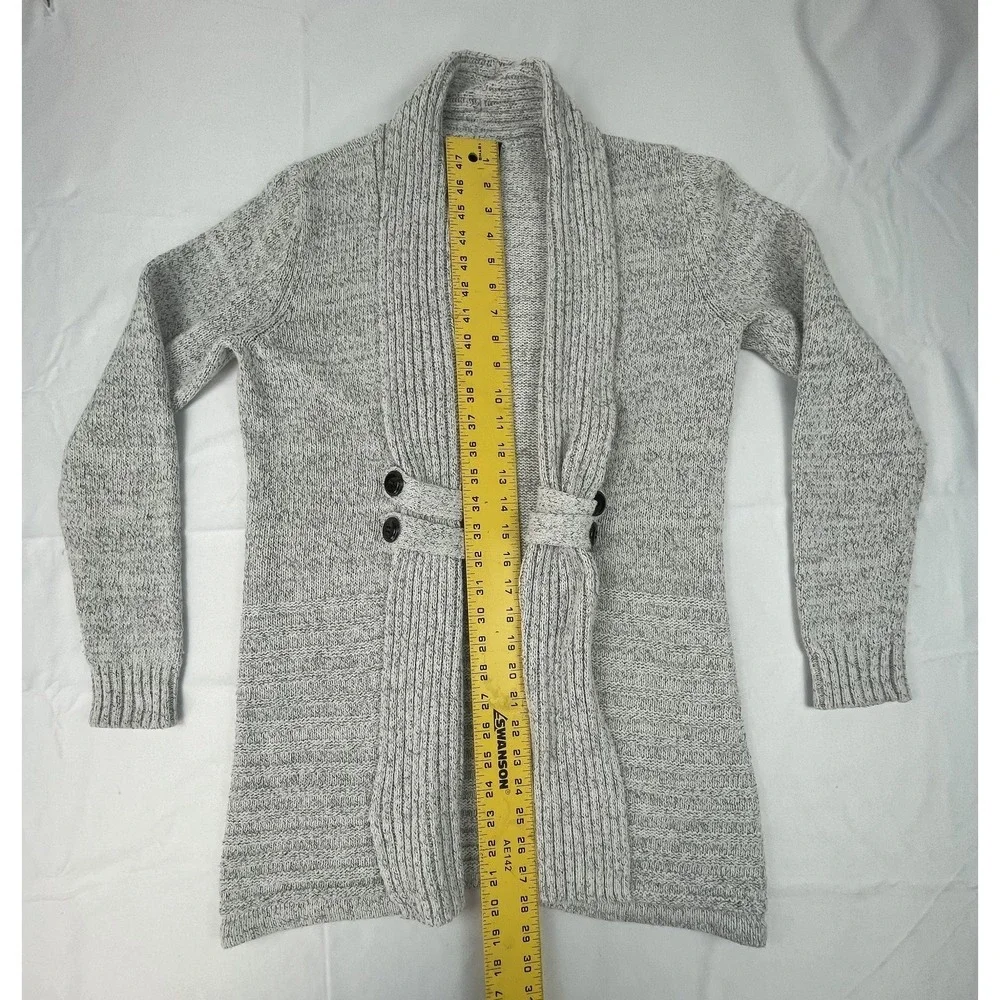 FORTUNE + IVY WOMENS OPEN FRONT CARDIGAN SWEATER GRAY SHAWL COLLAR SIZE S
